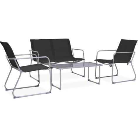 Muebles de jardín muebles de exterior juego de muebles 4 piezas tela y acero negro 020016281