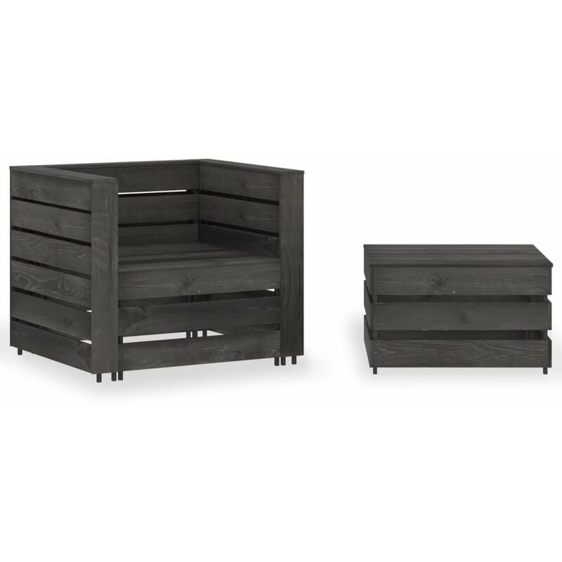 

Muebles de jardin palets 2 pzas madera de pino impregnada gris