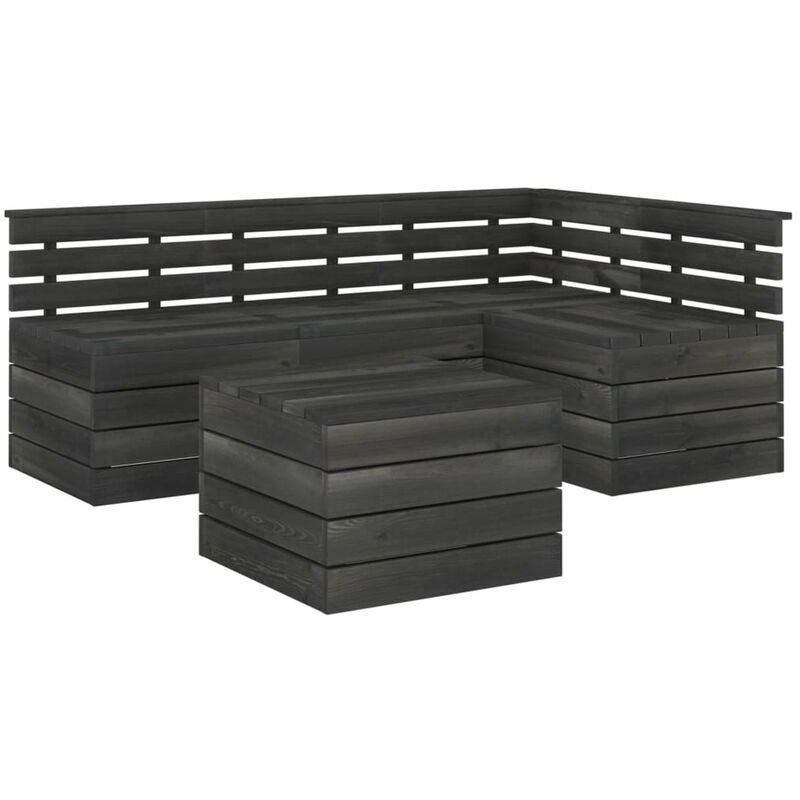 

Muebles de jardin palets 5 pzas madera maciza pino gris oscuro
