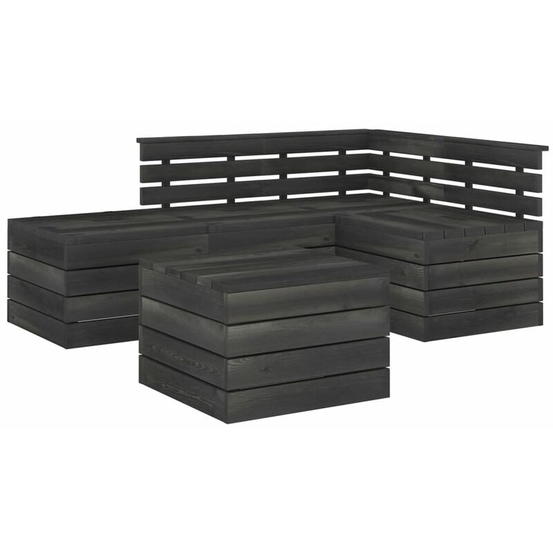 

Muebles de jardín palets 5 pzas madera maciza pino gris oscuro