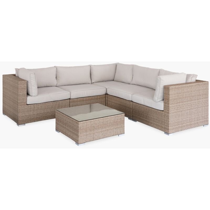 

Muebles de jardin, conjunto sofa de exterior, Varios tonos de Beige, 5 plazas, ratan sintetico, resina trenzada - NAPOLI - Beige