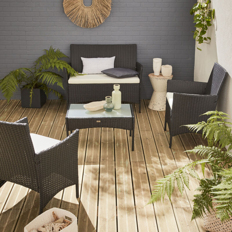 Muebles De Jardin, Rattan Sintetico, Negro Crudo, 4 Plazas | Moltes ...