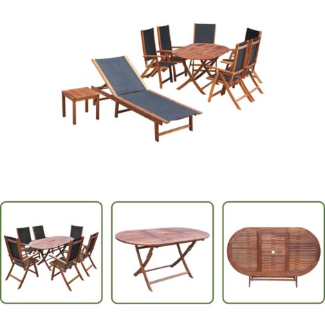 Muebles de jardín -  Set comedor de jardín 9 pzas y cojines madera maciza de acacia