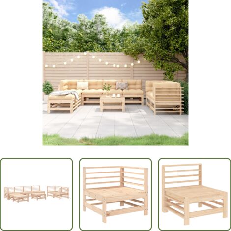 Muebles de jardín -  Set de mesa y taburetes altos jardín 9 pzas madera maciza pino