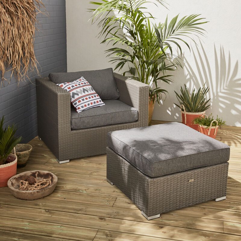 

Alice's Garden - Muebles de jardín, sillón individual de exterior, Gris Gris, 1 plaza, rattan sintético, Genova - Gris