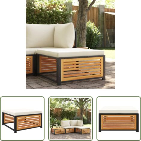 Muebles de jardín -  Taburete de jardín con cojín madera acacia 68x68x30 cm