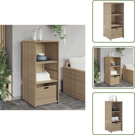 Muebles de jardín - vidaXL Armario de almacenaje de jardín ratán PE beige 50x55x115 cm - Cajón de jardín