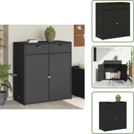 Muebles de jardín - vidaXL Armario de almacenaje de jardín ratán PE negro 105x55x113 cm - Herramientas de jardinería