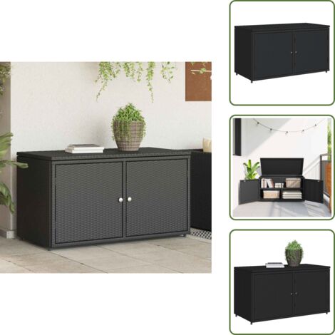 Muebles de jardín - vidaXL Armario de almacenaje de jardín ratán PE negro 110x55x60,5 cm - Herramientas de jardinería