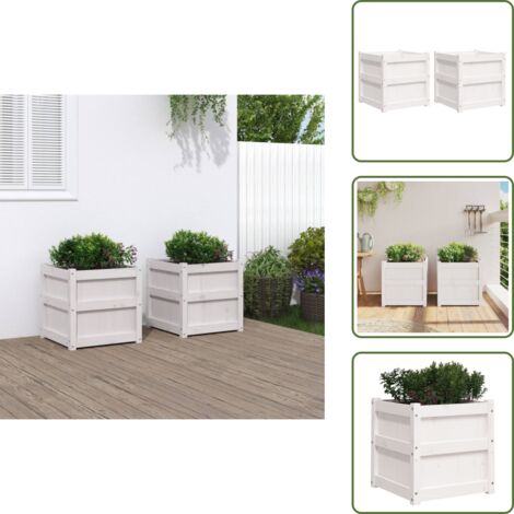Muebles de jardín - vidaXL Jardineras de exterior 2 unidades madera maciza de pino blanco - Decoración de jardín