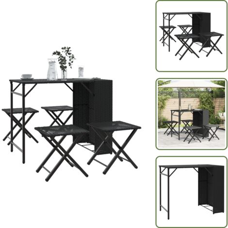 Muebles de jardín - vidaXL Juego de comedor de jardín plegable 5 piezas ratán PE negro - Mesa de jardín