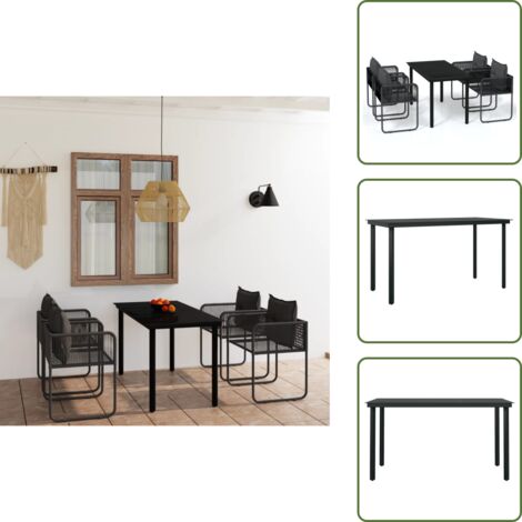Muebles de jardín - vidaXL Juego de comedor para jardín 5 piezas negro - Comedor exterior