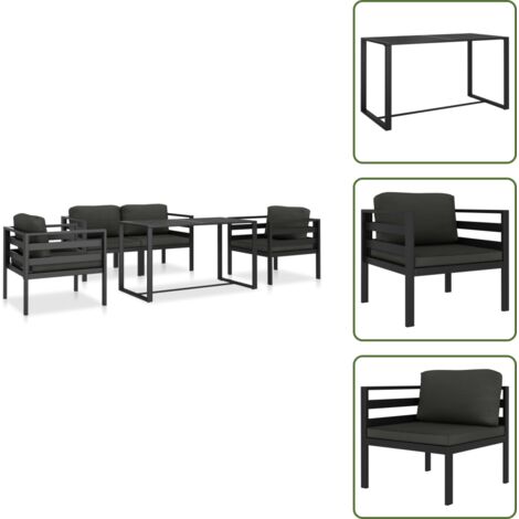 Muebles de jardín - vidaXL Juego de sofás de jardín 5 pzas y cojines aluminio antracita - Sofás modulares