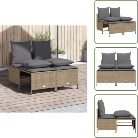 Muebles de jardín - vidaXL Juego de sofás jardín con cojines 4 pzas ratán sintético beige - Cojines desenfundables