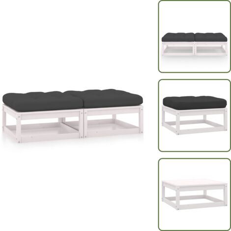 Muebles de jardín - vidaXL Reposapiés de jardín con cojines 2 uds madera maciza de pino - Banco de jardín