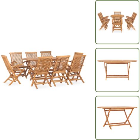 Muebles de jardín - vidaXL Set de comedor de jardín plegable 9 pzas madera maciza de teca - Comedor plegable