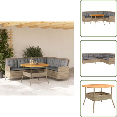 Muebles de jardín - vidaXL Set de sofás de jardín 2 pzas y cojines ratán sintético marrón - Sofá en forma de L