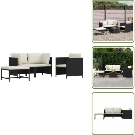 Muebles de jardín - vidaXL Set de sofás de jardín 4 pzas y cojines ratán sintético negro - Sofás de exterior