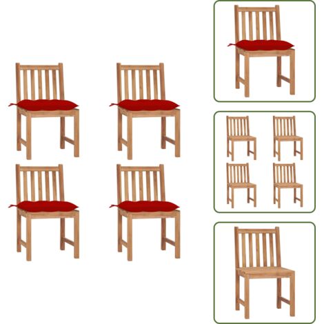 Muebles de jardín - vidaXL Sillas de jardín 4 unidades madera maciza de teca con cojines - Sillas de jardín con cojín