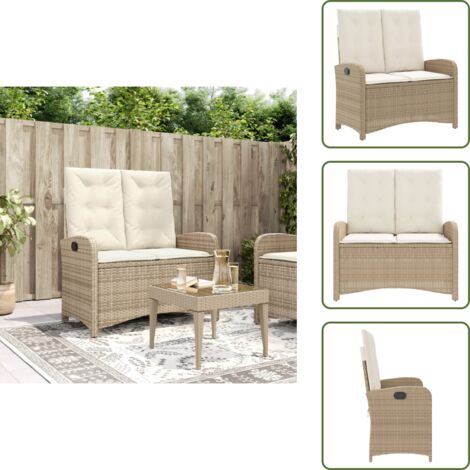 Muebles de jardín - vidaXL Sillón reclinable de jardín con cojines ratán sintético beige - Asiento exterior