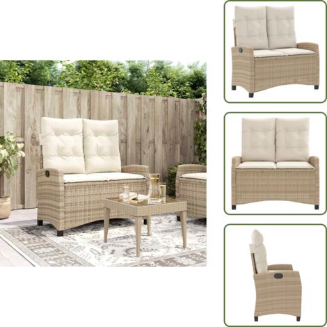 Muebles de jardín - vidaXL Sillón reclinable de jardín con cojines ratán sintético beige - Asiento reclinable