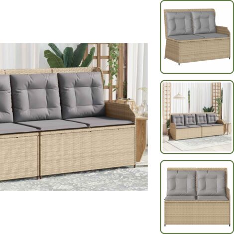 Muebles de jardín - vidaXL Sillón reclinable de jardín con cojines ratán sintético beige - Asiento reclinable