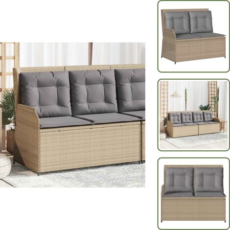 Muebles de jardín - vidaXL Sillón reclinable de jardín con cojines ratán sintético beige - Asiento reclinable