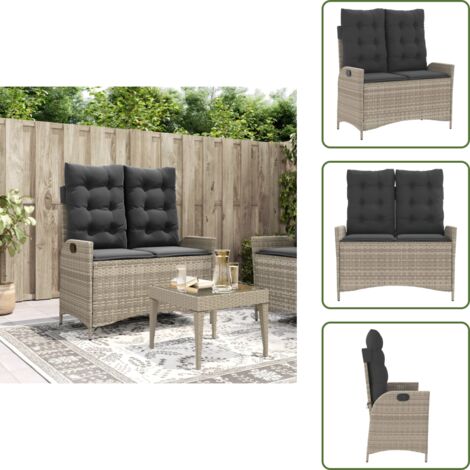 Muebles de jardín - vidaXL Sillón reclinable de jardín con cojines ratán sintético gris - Asiento reclinable