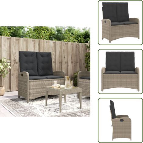 Muebles de jardín - vidaXL Sillón reclinable de jardín con cojines ratán sintético gris - Asiento reclinable