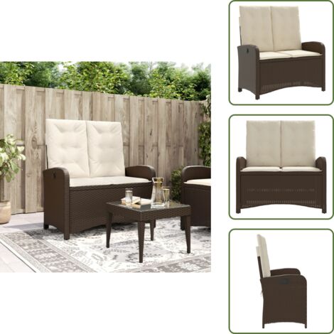 Muebles de jardín - vidaXL Sillón reclinable de jardín con cojines ratán sintético marrón - Banco de jardín