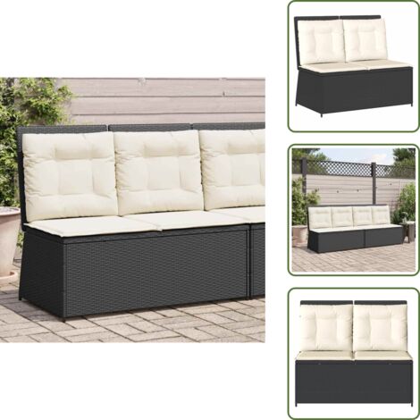 Muebles de jardín - vidaXL Sillón reclinable de jardín con cojines ratán sintético negro - Asiento reclinable