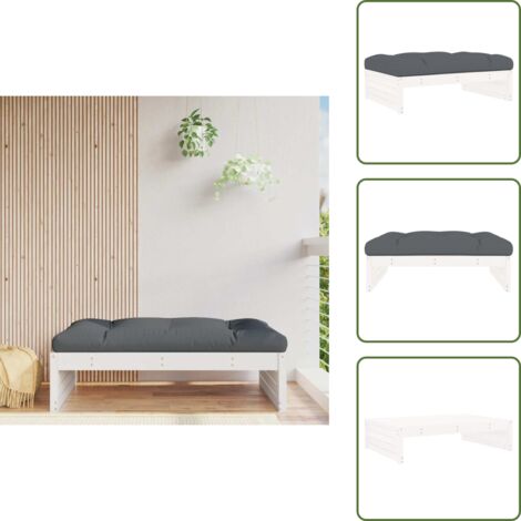 Muebles de jardín - vidaXL Taburete de jardín madera maciza de pino blanco 120x80 cm - Reposapiés