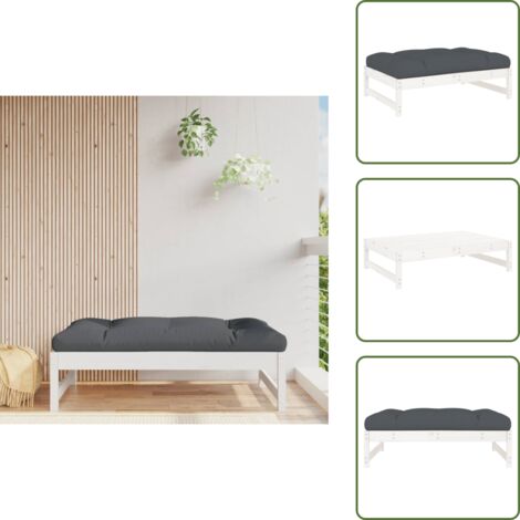 Muebles de jardín - vidaXL Taburete de jardín madera maciza de pino blanco 120x80 cm - Reposapiés