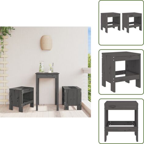 Muebles de jardín - vidaXL Taburetes de jardín 2 uds madera maciza pino gris 40x36x45 cm - Taburete exterior
