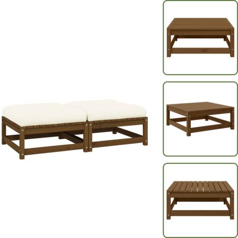 Muebles de jardín - vidaXL Taburetes de jardín con cojines 2 uds madera pino marrón miel - Taburete modular