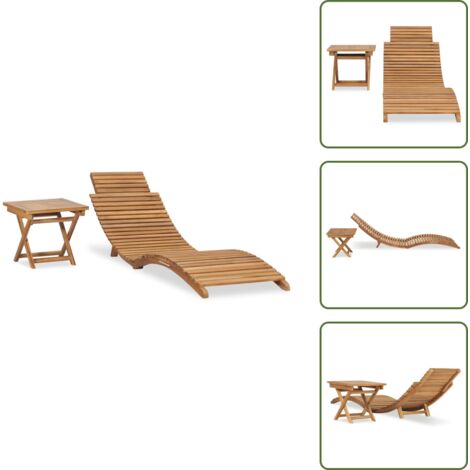 Muebles de jardín - vidaXL Tumbona plegable con mesa de madera maciza de teca - Madera de teca
