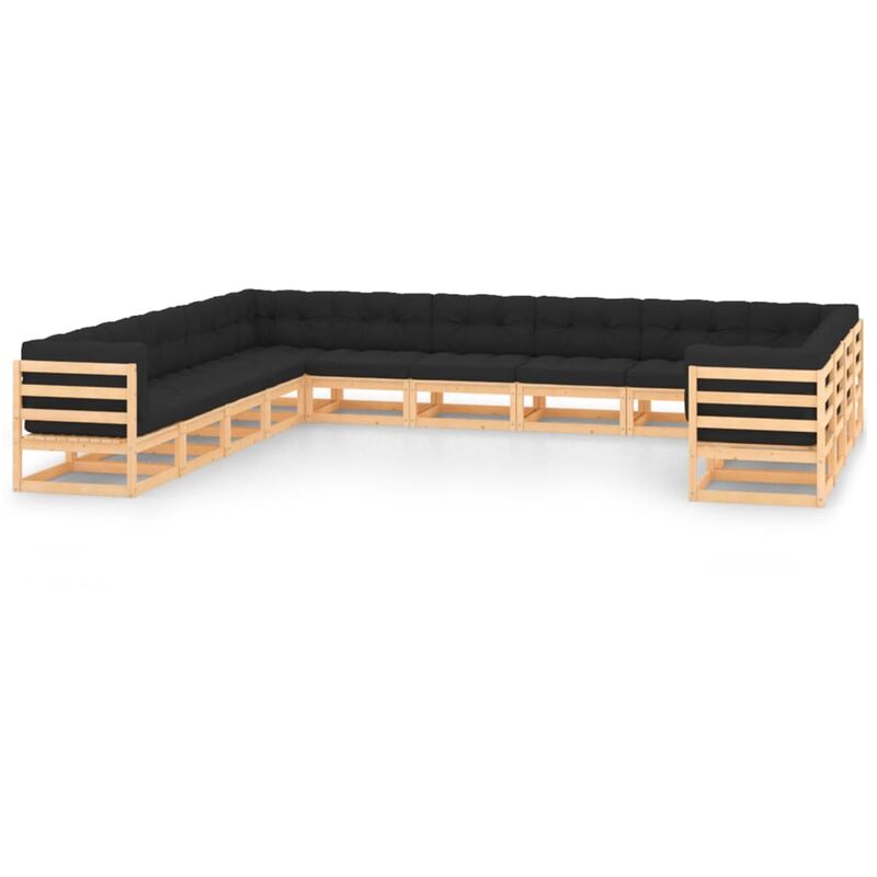 

Muebles de jardín 13 pzas con cojines antracita madera de pino - Marrón