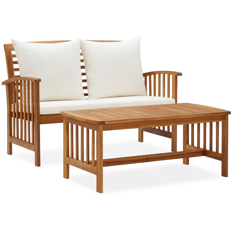 

Muebles de jardín 2 piezas con cojines madera maciza de acacia - Marrón
