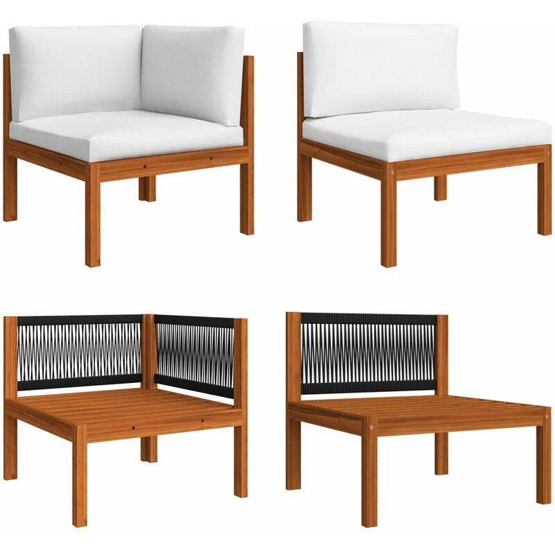 

Muebles de jardín 2 pzas con cojines madera maciza de acacia - Marrón