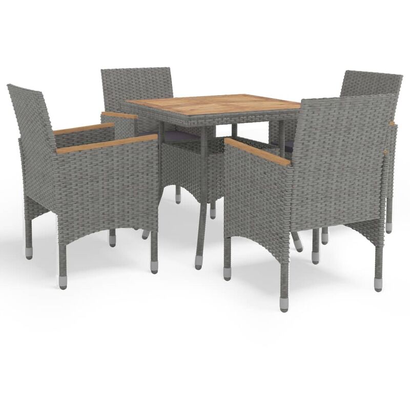 

Muebles de jardín 5 piezas ratán sintético gris y acacia - Gris