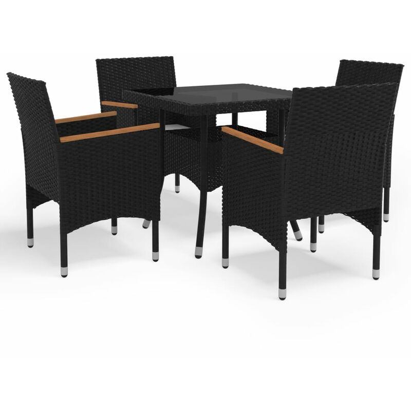 

Youthup - Muebles de jardín 5 piezas ratán sintético negro y acacia - Negro
