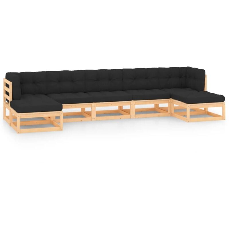 

Muebles de jardín 5 pzas con cojines antracita madera de pino - Marrón
