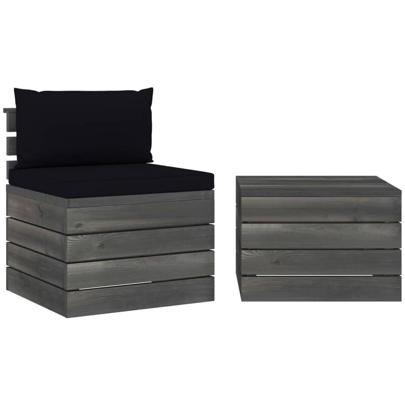 

Muebles de jardín de palets 2 piezas cojines madera maciza pino - Negro