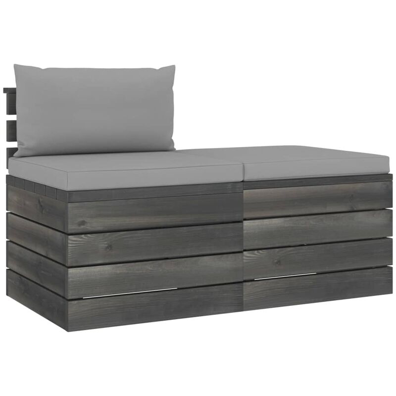 

Muebles de jardín de palets 2 piezas cojines madera maciza pino - Gris