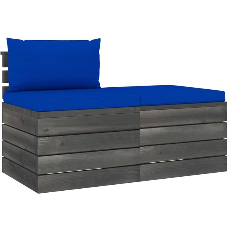 

Muebles de jardín de palets 2 piezas cojines madera maciza pino - Azul