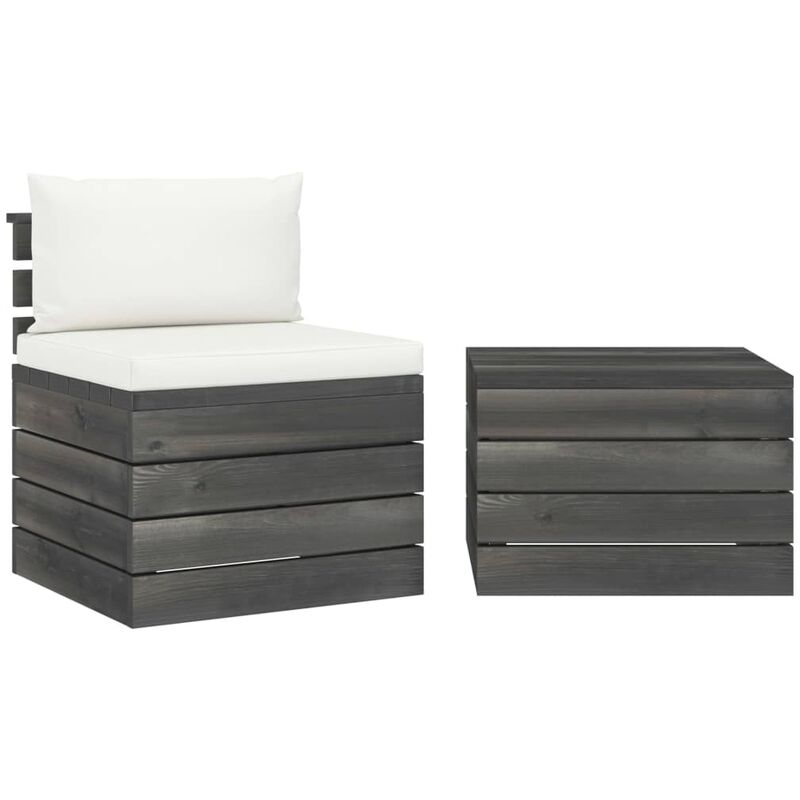 

Muebles de jardín de palets 2 piezas cojines madera maciza pino - Crema