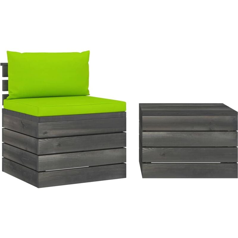 

Muebles de jardín de palets 2 piezas cojines madera maciza pino - Verde
