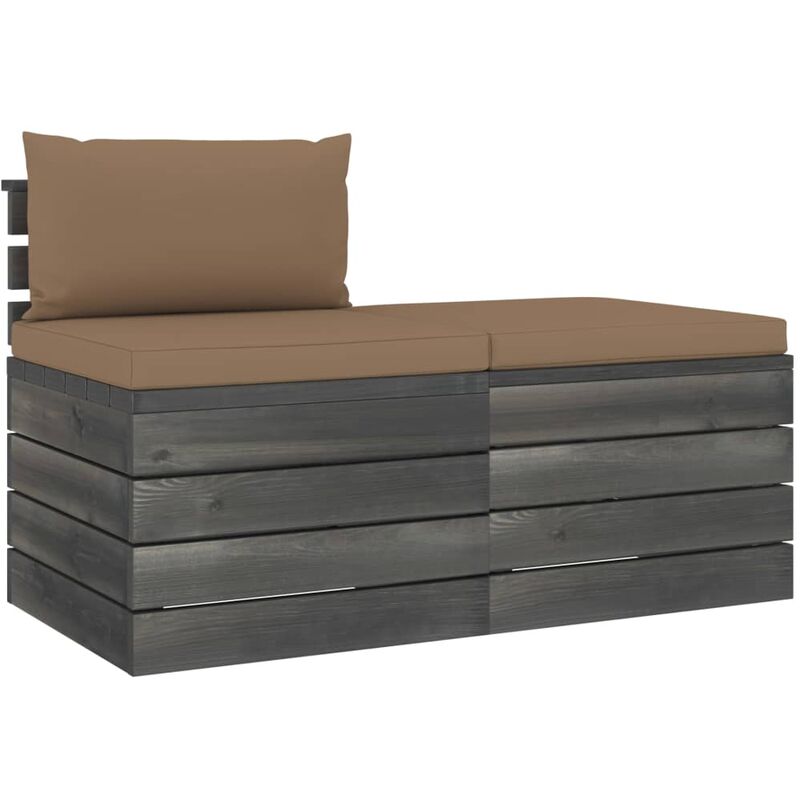 

Muebles de jardín de palets 2 piezas cojines madera maciza pino - Gris Topo