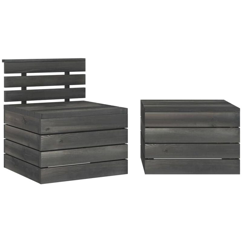 

Muebles de jardín de palets 2 piezas madera de pino gris oscuro - Gris