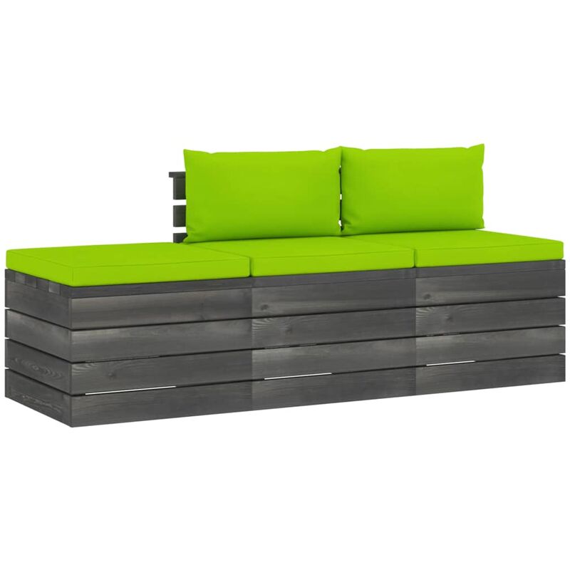 

Muebles de jardín de palets 3 piezas cojines madera maciza pino - Verde